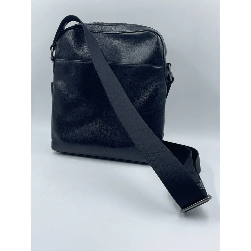 Coach Houston Flight Bag Black Smooth Leather Crossbody Messenger F68014 EUC!